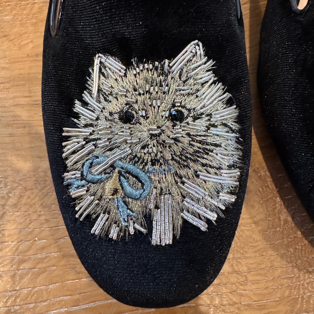 Kate Spade Meow cat velvet loafers size 9.5B - Picture 2 of 8